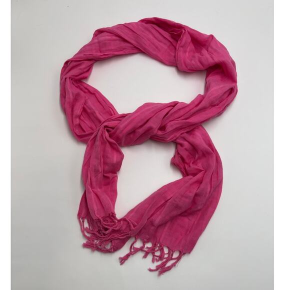 Rubbish Scarf Cotton Pink Fringe - Picture 1 of 4